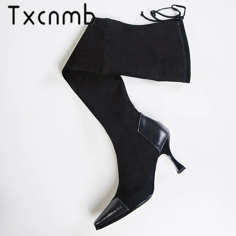 TXCNMB Over The Knee Boots Women Winter Genuine Leather Pointed Toe High Heel Metal Boots Zipper Plush Shoes Woman
TXCNMB Over The Knee Boots Women Winter Genuine Leather Pointed Toe High Heel Metal Boots Zipper Plush Shoes Woman