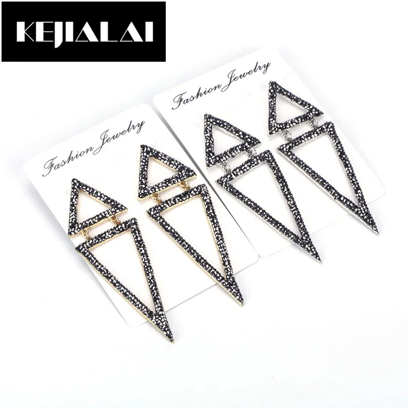KEJIALAI Simple Double Triangles Drop Earrings Paved with Full Rhinestone Women Jewelry Accessories for Party Gift Office Ladies
KEJIALAI Simple Double Triangles Drop Earrings Paved with Full Rhinestone Women Jewelry Accessories for Party Gift Office Ladies