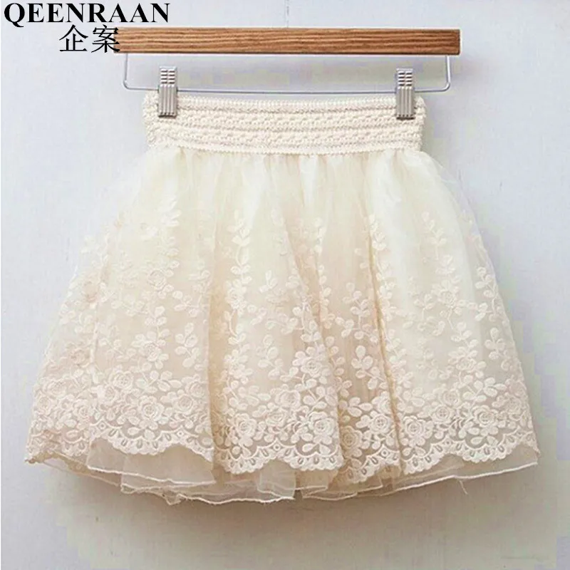 Image 2014 sweet elastic waist exquisite embroidered lace puff skirt half length skirt short basic skirt female