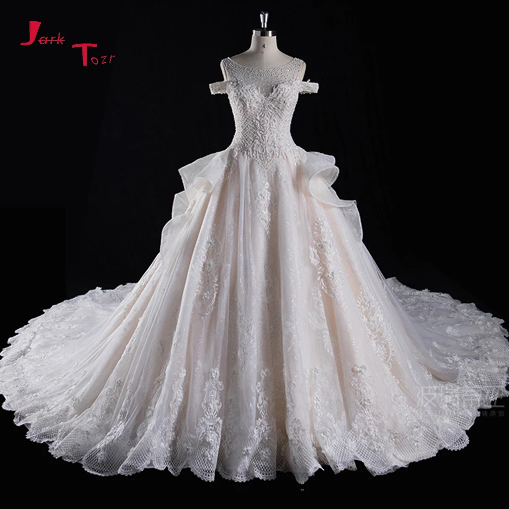 Новое поступление супер Роскошные свадебные платья Robe De Marie полный бисер корсаж с