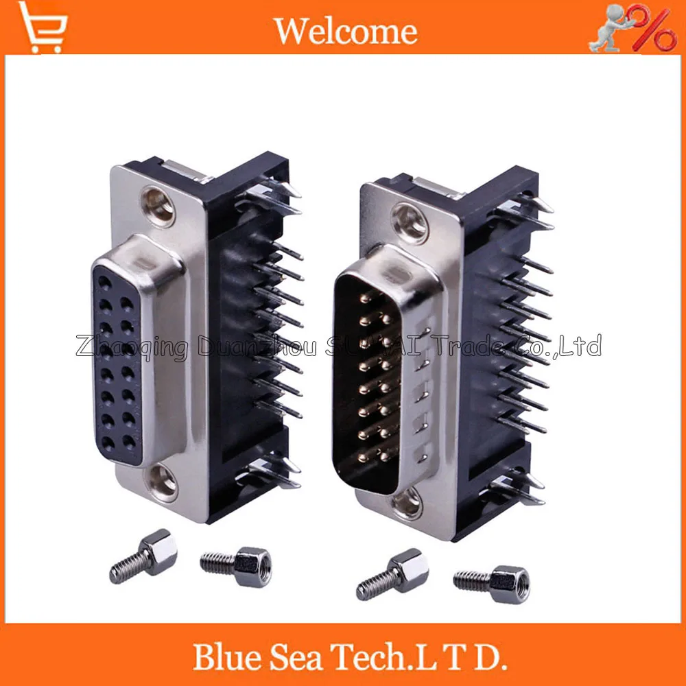 New male female DR15 socket jack connector,DB15 15Pin dual row 90 degrees curved foot VAG serial port
New male female DR15 socket jack connector,DB15 15Pin dual row 90 degrees curved foot VAG serial port