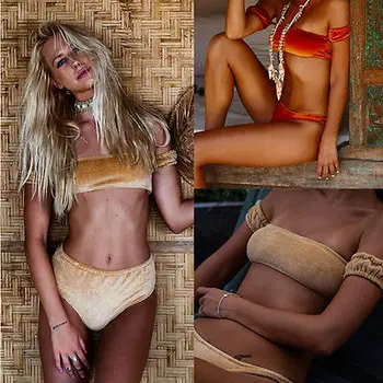 Sexy Women Velvet Bandage Bikini Set 2017 Off the shoulder Push-up Padded Bra Swimsuit Bathing Suit Swimwear
Sexy Women Velvet Bandage Bikini Set 2017 Off the shoulder Push-up Padded Bra Swimsuit Bathing Suit Swimwear