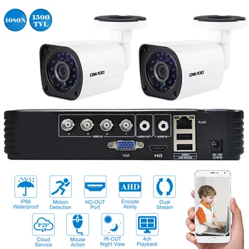 

OWSOO 4CH Video Security System 1080N CCTV DVR 2PCS 720P AHD Camera 1500TVL IR Outdoor Cameras Security Surveillance DVR Kit