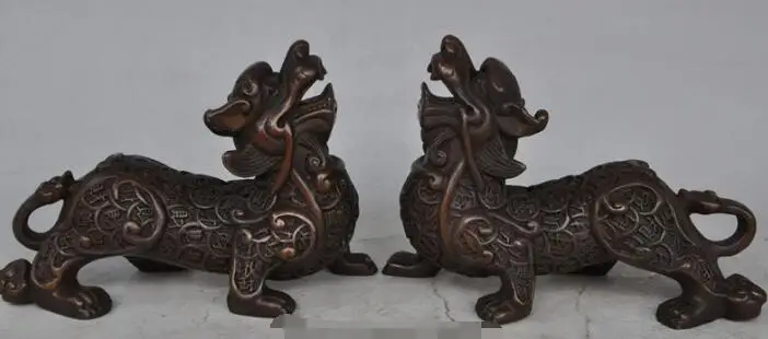 S01668 6" chinese fengshui bronze wealth money coin lucky pixiu beast ruyi statue pair B0403
S01668 6" chinese fengshui bronze wealth money coin lucky pixiu beast ruyi statue pair B0403