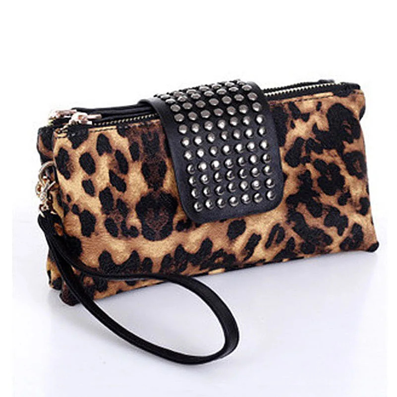 Fashion Evening Clutch Bags Black Womens Wallets And Purses New Rivet Wild Leopard Women Clutches Double Zipper Phone Purse Bag
Fashion Evening Clutch Bags Black Womens Wallets And Purses New Rivet Wild Leopard Women Clutches Double Zipper Phone Purse Bag