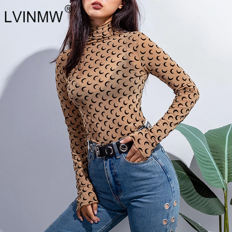 LVINMW Sexy Black Mesh See through Moon Print Tshirt Fashion 2019 Spring Women Long Sleeve High Neck T-shirt Party Club Top Tees
LVINMW Sexy Black Mesh See through Moon Print Tshirt Fashion 2019 Spring Women Long Sleeve High Neck T-shirt Party Club Top Tees