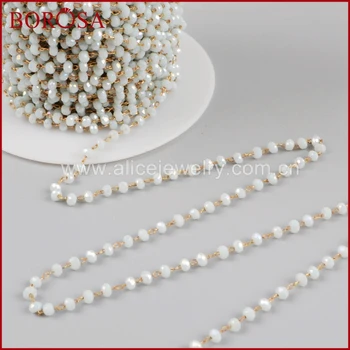 BOROSA 5Meters Gold Silver Color 3mm Light Blue Glass Beads Chains Beaded Rosary Chain for Necklace Drusy Jewelry Findings JT175
BOROSA 5Meters Gold Silver Color 3mm Light Blue Glass Beads Chains Beaded Rosary Chain for Necklace Drusy Jewelry Findings JT175