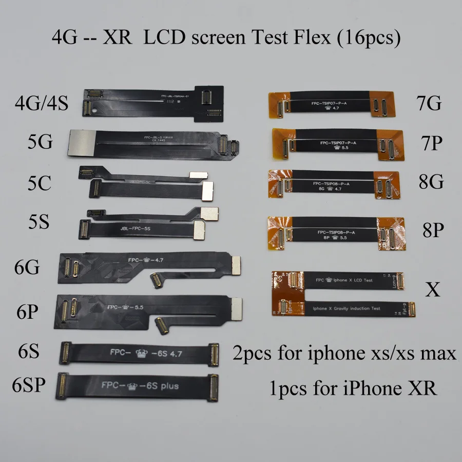16pcs/set 3D touch screen LCD display Extended Tester Test Flex Cable for iPhone 4S 5 5C 5S 6 6S 7g 8g Plus X XS Max XR
16pcs/set 3D touch screen LCD display Extended Tester Test Flex Cable for iPhone 4S 5 5C 5S 6 6S 7g 8g Plus X XS Max XR