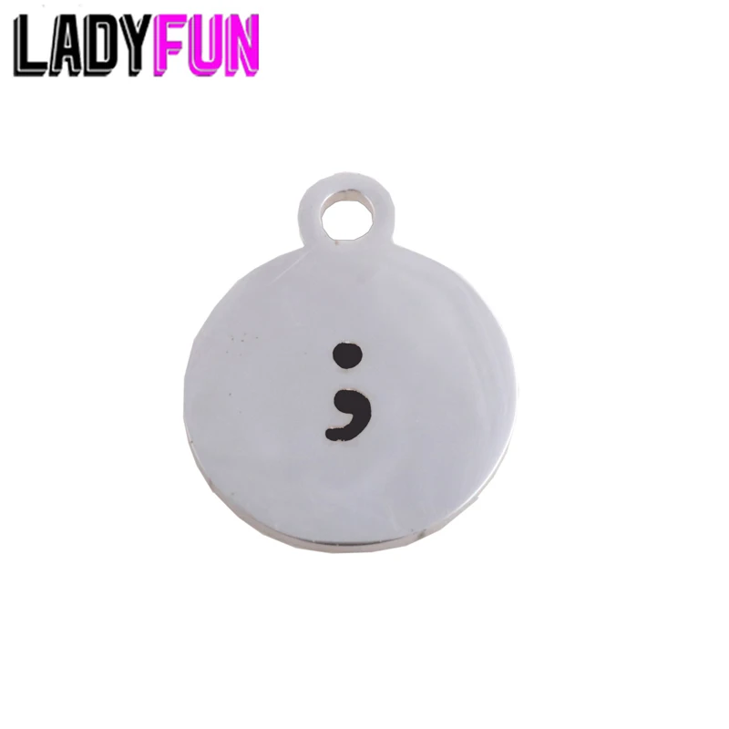 15mm Stainless Steel Symbol Semicolon Charm Necklace Pendant- Stainless Steel Custom Your Own Logo Charm Pendant
15mm Stainless Steel Symbol Semicolon Charm Necklace Pendant- Stainless Steel Custom Your Own Logo Charm Pendant