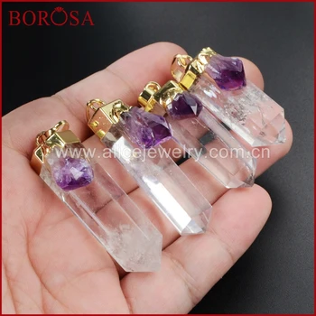 BOROSA Gold Color Cluster Aura Druzy Quartz Crystal Point & Natural Purple Crystal Druzy Pendant WX009
BOROSA Gold Color Cluster Aura Druzy Quartz Crystal Point & Natural Purple Crystal Druzy Pendant WX009