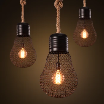 LOFT vintage style Iron Net pendant lights American country hemp rope suspension lamp creative Edison bulb shape large or small
LOFT vintage style Iron Net pendant lights American country hemp rope suspension lamp creative Edison bulb shape large or small