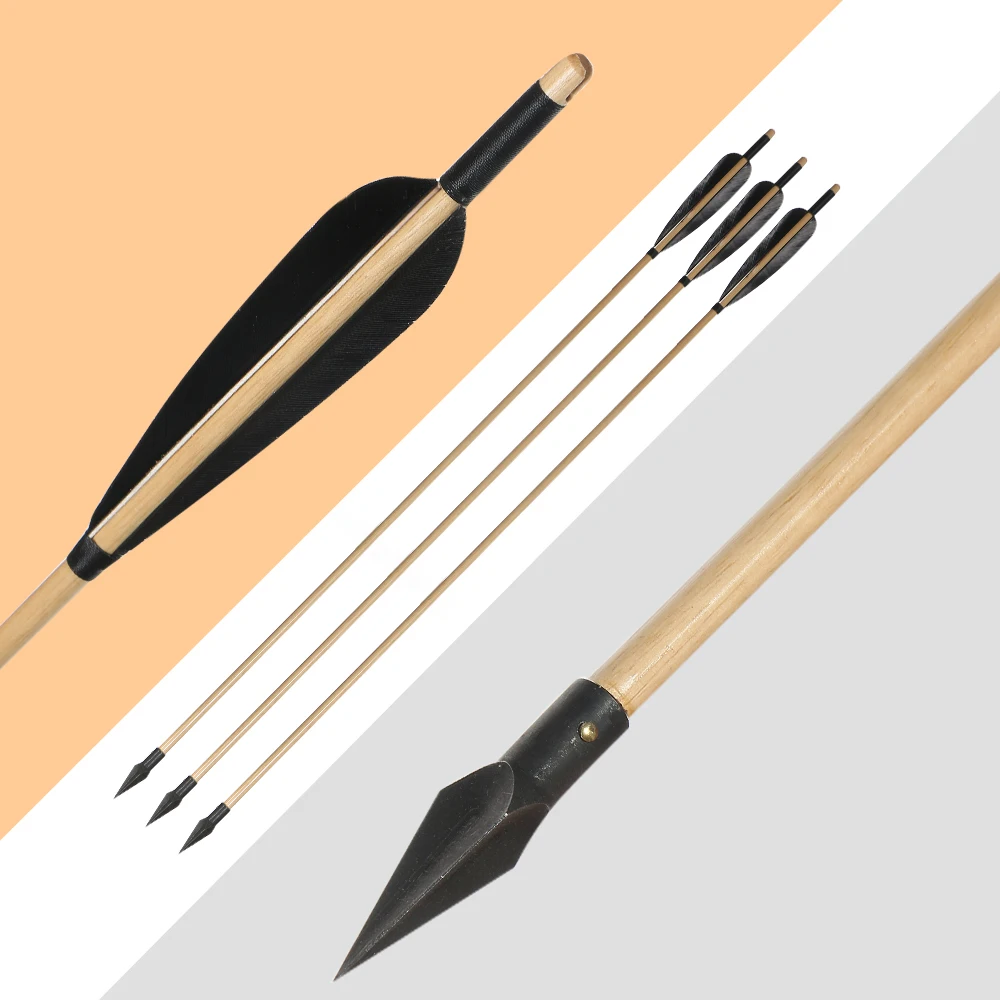 12pcs Traditional Handmade Wooden Archery Arrow with Real Black Feather Steel Broadeheads for Recurve Bow Longbow Hunting Sports
12pcs Traditional Handmade Wooden Archery Arrow with Real Black Feather Steel Broadeheads for Recurve Bow Longbow Hunting Sports