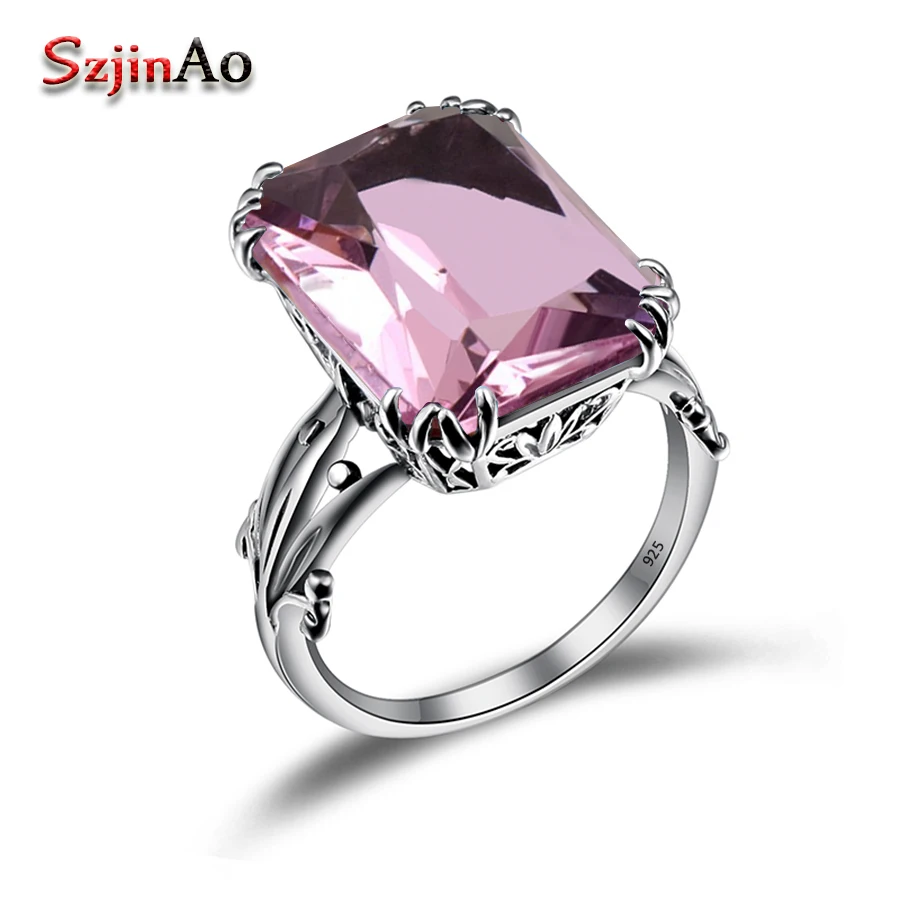 Szjinao Real 925 Sterling Silver Wedding Rings For Women Vintage Square Pink Crystal Gem Ring Fine Jewelry Anniversary Gift
Szjinao Real 925 Sterling Silver Wedding Rings For Women Vintage Square Pink Crystal Gem Ring Fine Jewelry Anniversary Gift