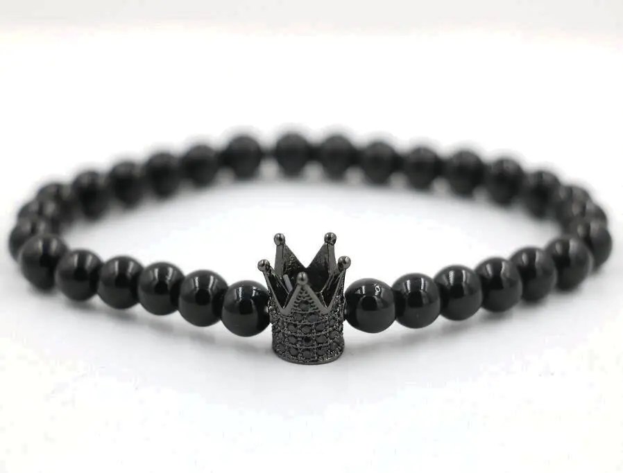 BPPCCR Micro Pave Black CZ Zirconia Gold Color King Crown Charm Men Dull Polish Matte Stone Bead Bracelets For Men Women
BPPCCR Micro Pave Black CZ Zirconia Gold Color King Crown Charm Men Dull Polish Matte Stone Bead Bracelets For Men Women