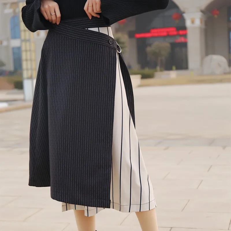 BGTEEVER Fashion Irregular Striped A-line Mid-length Skirt Women Hit Color Lace Up High Waisted Female Skirt saia feminina 2018
BGTEEVER Fashion Irregular Striped A-line Mid-length Skirt Women Hit Color Lace Up High Waisted Female Skirt saia feminina 2018