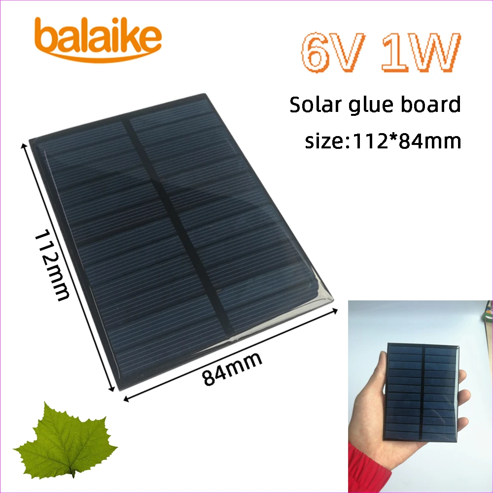 Balaike 6V 1W 112x84mm Epoxy Solar Panels Mini Solar Cells Polycrystalline Silicon use for DIY solar phone charger,toy
Balaike 6V 1W 112x84mm Epoxy Solar Panels Mini Solar Cells Polycrystalline Silicon use for DIY solar phone charger,toy