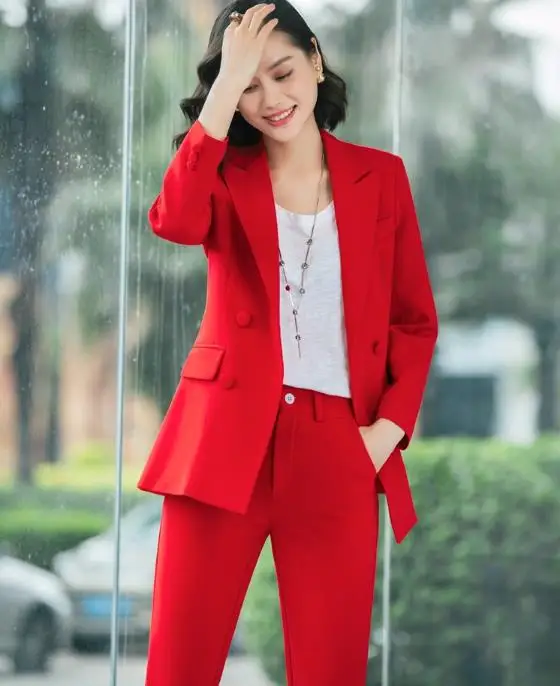 New office work blazer suits of high quality OL Women pants suit blazers Jackets with trouser two pieces set red pink blue
New office work blazer suits of high quality OL Women pants suit blazers Jackets with trouser two pieces set red pink blue