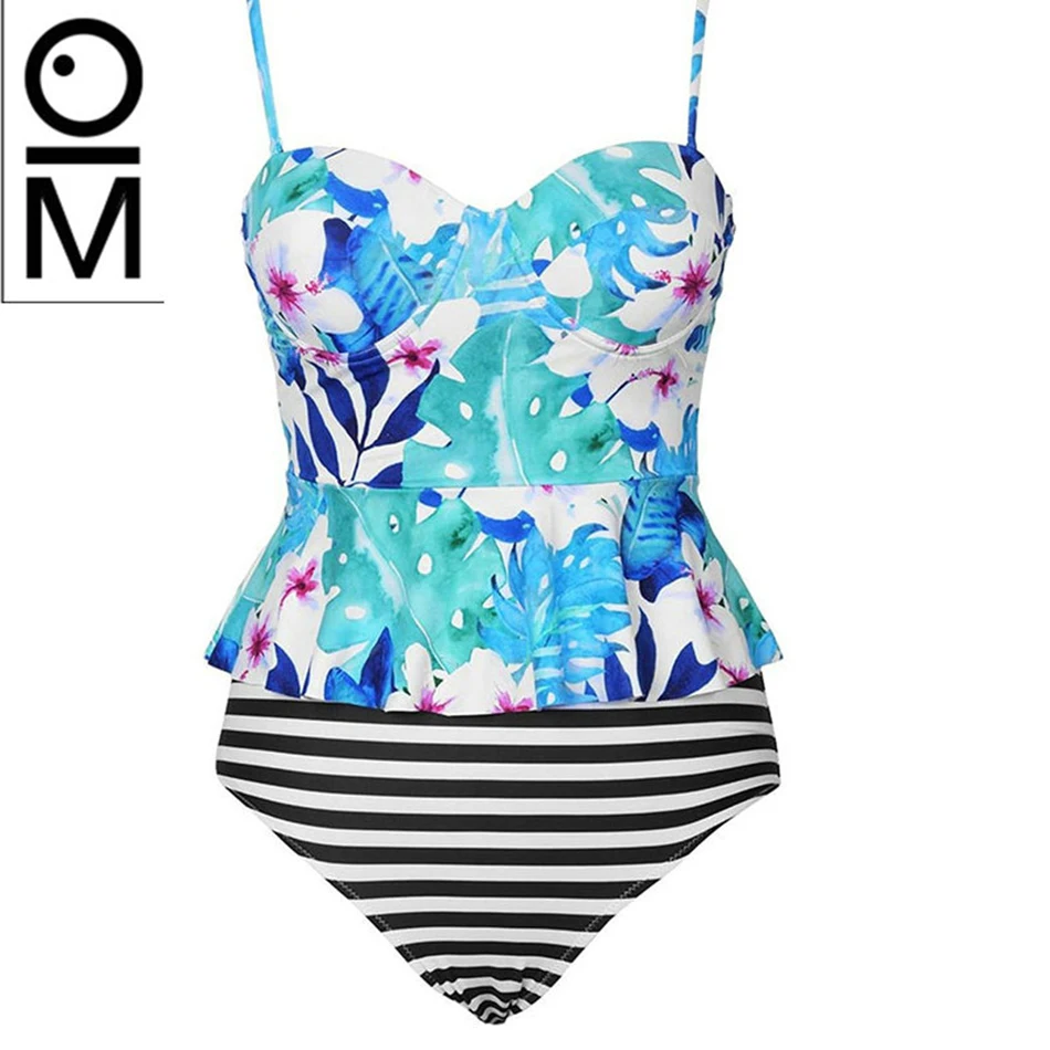 2018 New Style Swimsuit Women Push Up Bathing Suit sexy High Waist Swimwear Ruffled Swimming Suits Brazilian Beach Wear XL