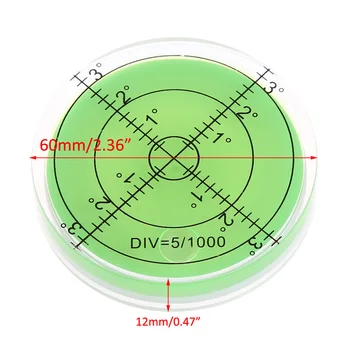 1Pc 60mm Large Spirit Bubble Level Degree Mark Surface Circular Measuring Bulls Eyes Level Measuring Instruments
1Pc 60mm Large Spirit Bubble Level Degree Mark Surface Circular Measuring Bulls Eyes Level Measuring Instruments