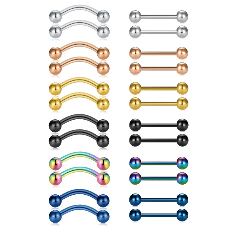24pcs 14G Tongue Ring Nipple Ring Curved Barbell Eyebrow Piercing Jewelry 316L Surgical Steel Nipplering Barbell 12-18mm Bar
24pcs 14G Tongue Ring Nipple Ring Curved Barbell Eyebrow Piercing Jewelry 316L Surgical Steel Nipplering Barbell 12-18mm Bar