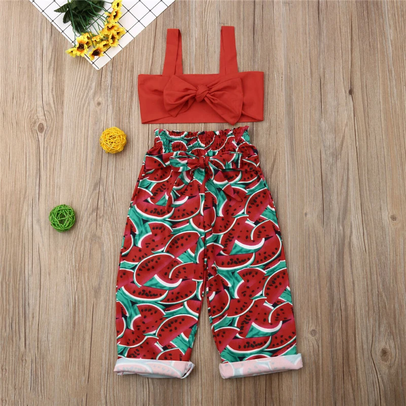 2Pcs Girls Clothes Sleeveless Crop Top+Bow Pants Toddler Girl Clothes Watermelon Print Baby Girlymax Set Summer Sunsuit Outfit
2Pcs Girls Clothes Sleeveless Crop Top+Bow Pants Toddler Girl Clothes Watermelon Print Baby Girlymax Set Summer Sunsuit Outfit
