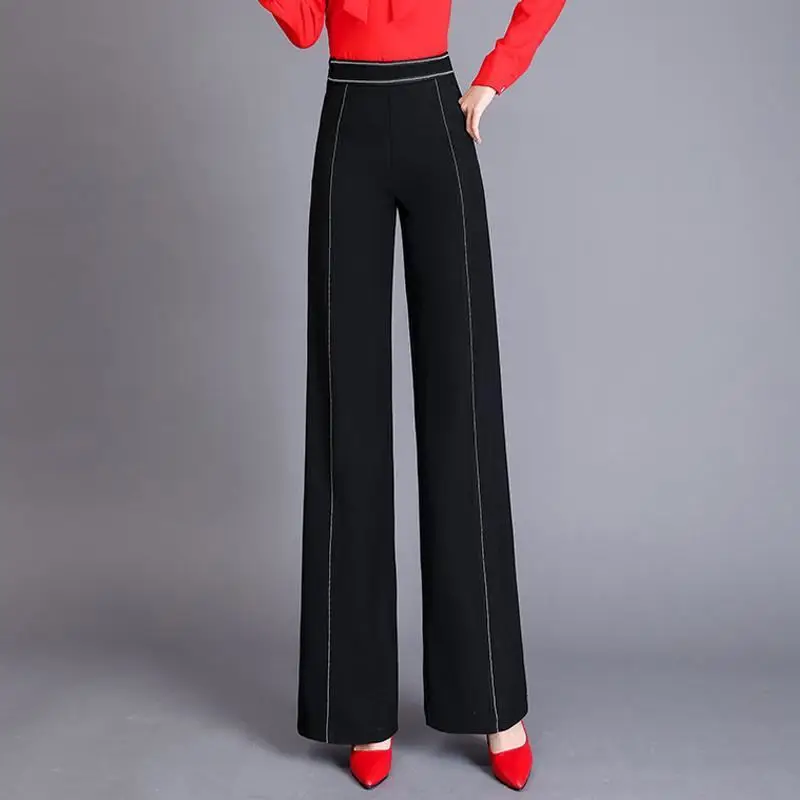 2019 New Spring Autumn Women Elastic Waist Contrast Color White Draped Elegant Wide Leg Pants Lady Stretch OL Slim Trousers Z198
2019 New Spring Autumn Women Elastic Waist Contrast Color White Draped Elegant Wide Leg Pants Lady Stretch OL Slim Trousers Z198