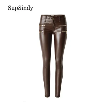 SupSindy Women PU leather pants fashion low waist Coffee Leggings wild Slim pencil pants zipper leather pants for women trousers
SupSindy Women PU leather pants fashion low waist Coffee Leggings wild Slim pencil pants zipper leather pants for women trousers
