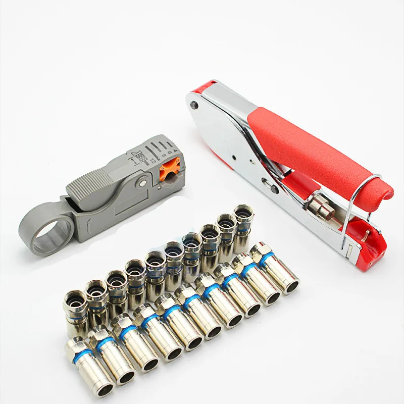 Coaxial Cable Wire Stripper RG6/RG59 Compression F Connector Tool Crimping Pliers Wire Stripping Pliers Kit
Coaxial Cable Wire Stripper RG6/RG59 Compression F Connector Tool Crimping Pliers Wire Stripping Pliers Kit