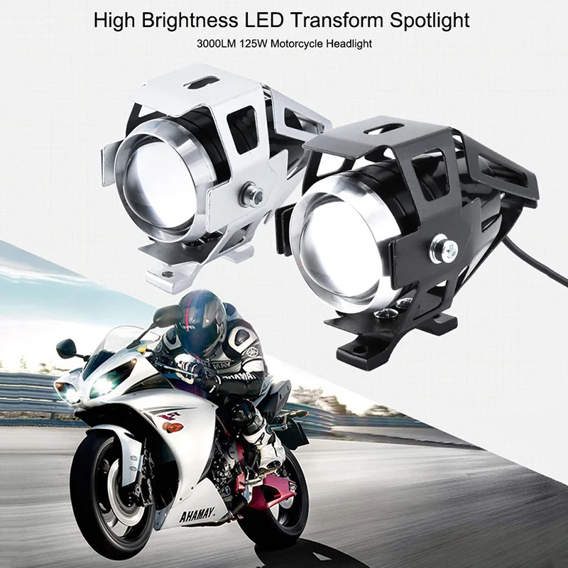 

2pc 125W 12V 3000LM U5 LED High Soft Strobe Beam Light Motocycle Accessories Transform Spotlight Motorcycle Headlight Fog Lights