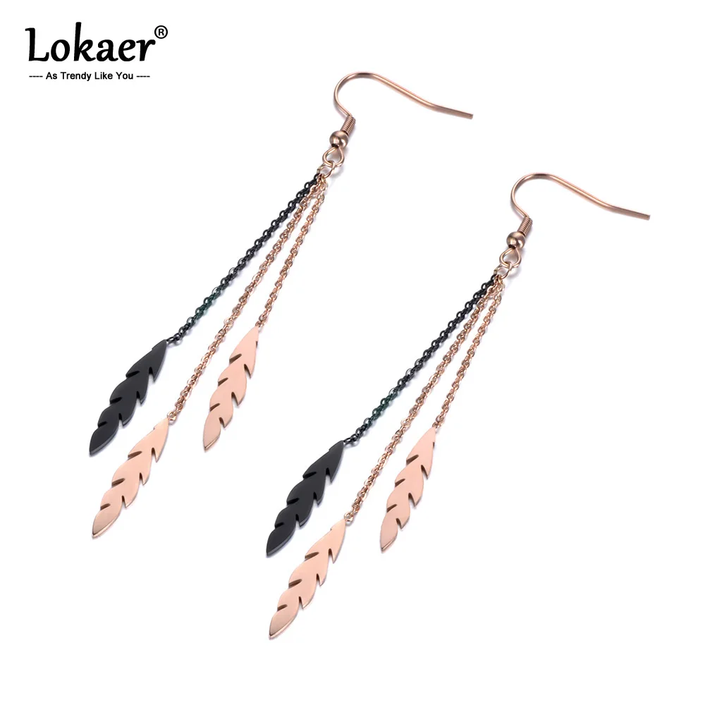 Lokaer 3pcs Leaf Charm Long Tassel Earrings For Women Girls Rose Gold Stainless Steel Female Drop Earring Jewelry Brincos E19019
Lokaer 3pcs Leaf Charm Long Tassel Earrings For Women Girls Rose Gold Stainless Steel Female Drop Earring Jewelry Brincos E19019