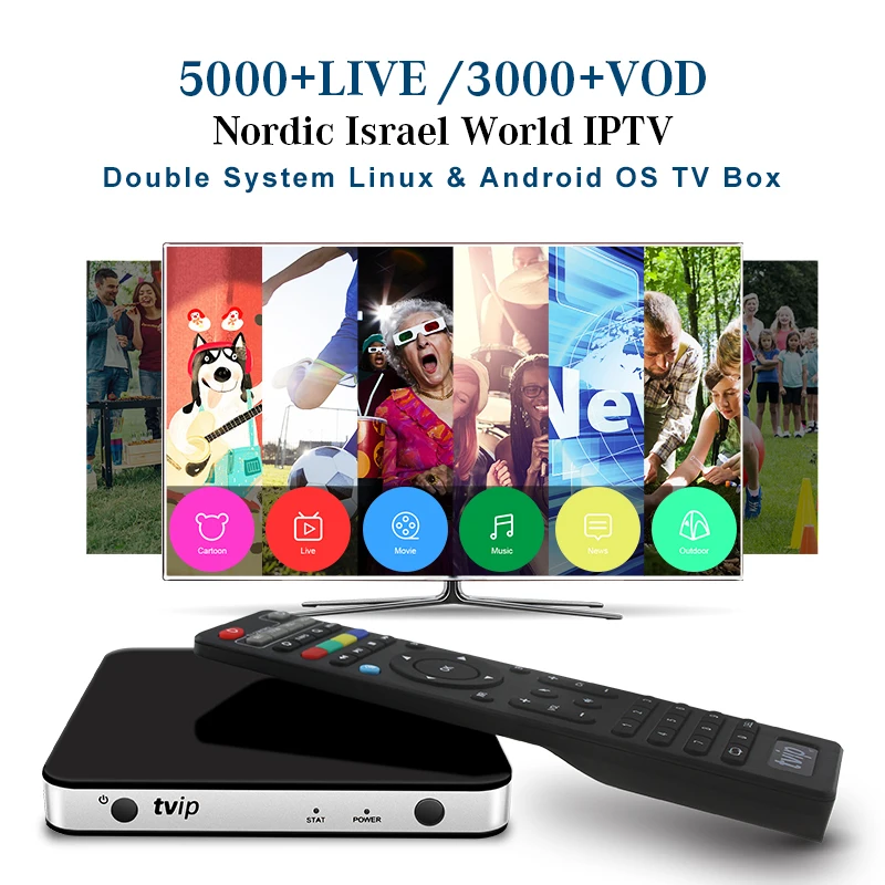 Stable Nordic IPTV TVIP 605 Android&Linux Android TV Box Amlogic S905X Israel Nertherland World IP TV 5000 Channel Smart TV Box
Stable Nordic IPTV TVIP 605 Android&Linux Android TV Box Amlogic S905X Israel Nertherland World IP TV 5000 Channel Smart TV Box