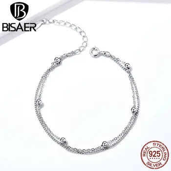 BISAER Chain Bracelet 925 Sterling Silver Little Beads Double Layers Chain Link Women Bracelets Luxury Silver Jewelry ECB131
BISAER Chain Bracelet 925 Sterling Silver Little Beads Double Layers Chain Link Women Bracelets Luxury Silver Jewelry ECB131