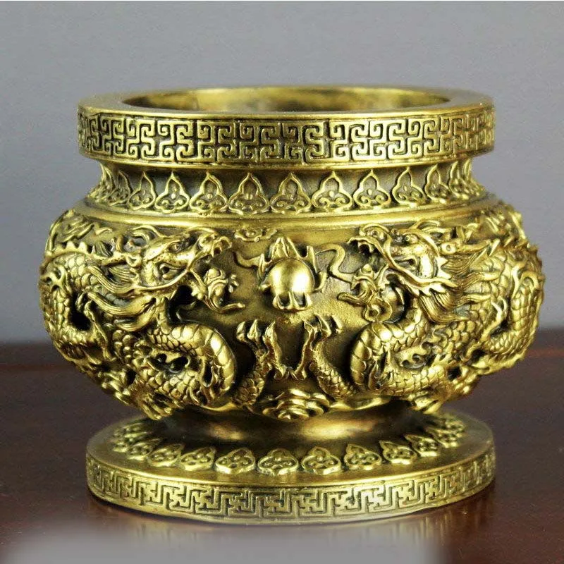 Chinese buddhism copper Brass Dragon Play Bead Wealt Basin incense burner censer SD 506
Chinese buddhism copper Brass Dragon Play Bead Wealt Basin incense burner censer SD 506