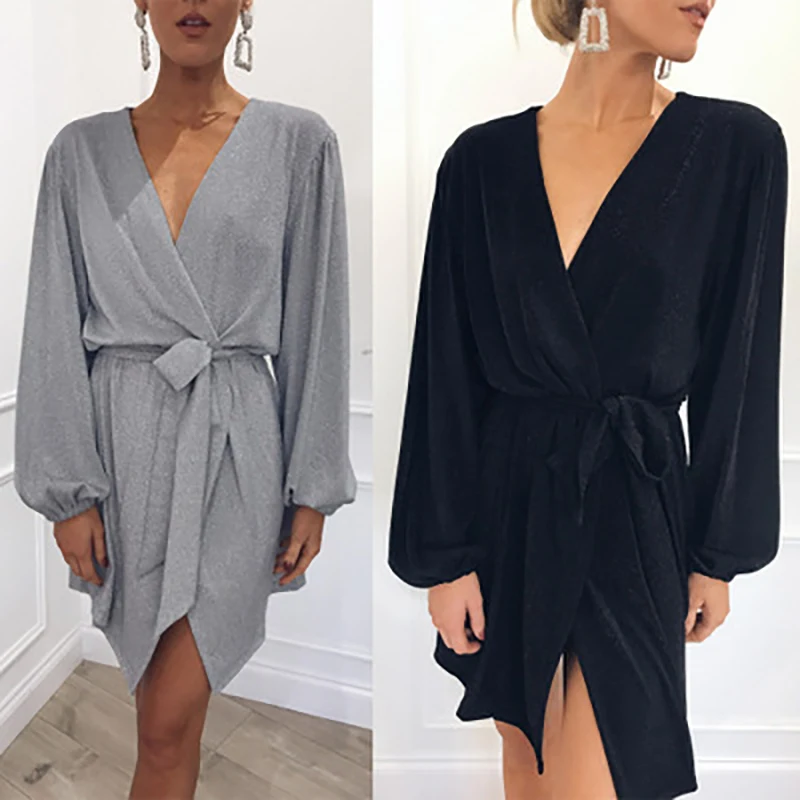 fashion19 Summer Dress Women V-neck Irregular Stacking Waistband Strap Split Above Knee Long-sleeved Large Size Black Gray Dress
fashion19 Summer Dress Women V-neck Irregular Stacking Waistband Strap Split Above Knee Long-sleeved Large Size Black Gray Dress
