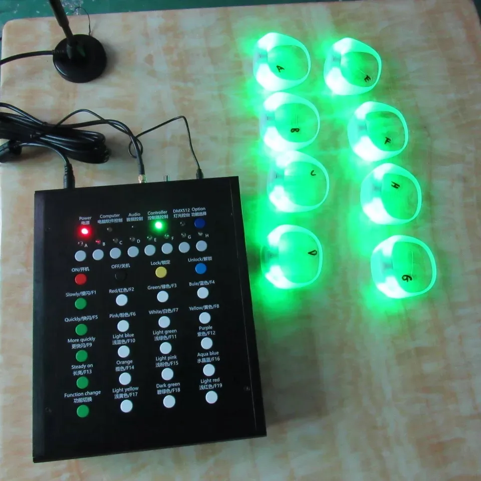 Concert scene interactive atmosphere lighting props remote control 15 color lighting led bracelet
Concert scene interactive atmosphere lighting props remote control 15 color lighting led bracelet