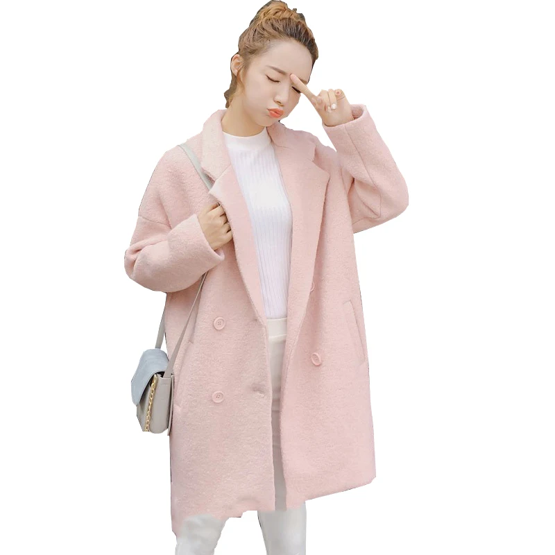 Женская шерстяная куртка в Корейском стиле длинная свободная на осень и зиму