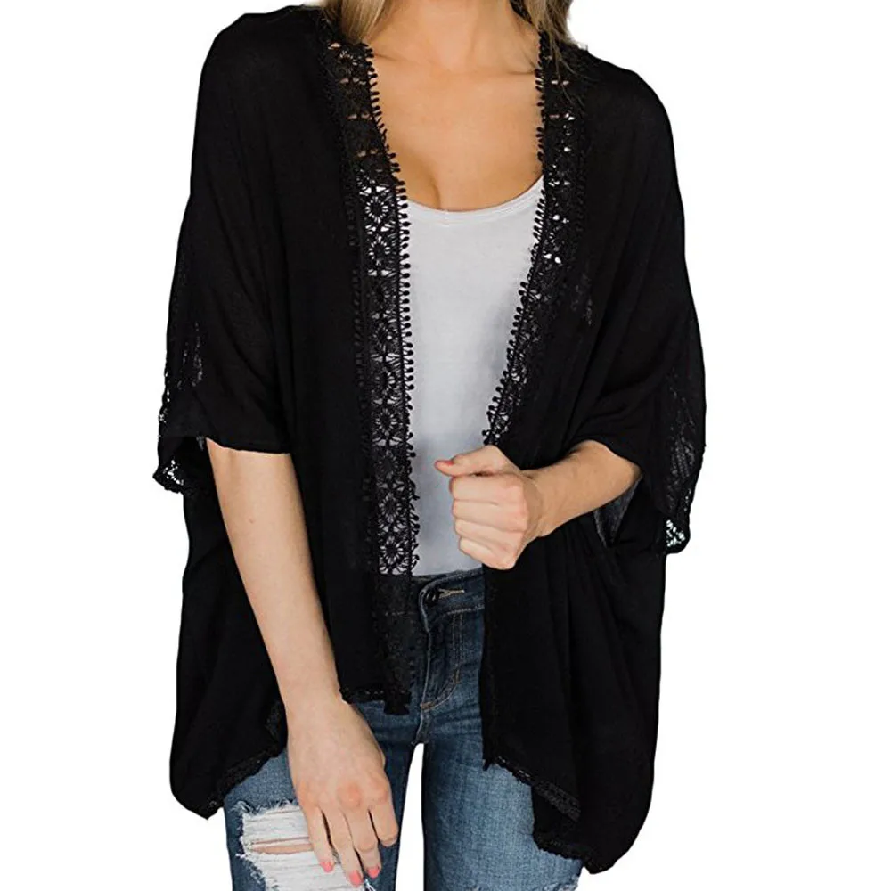 Women Batwing Kimono Cardigan Open Front Summer Beach Jacket Coat Outwear Tops