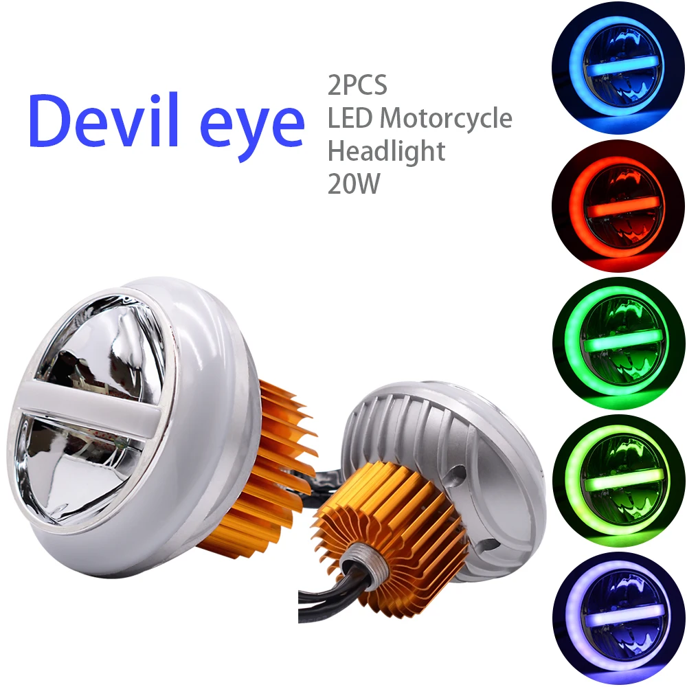 2PCS Universal 5 Color Motorcycle LED Light 12V 20W Headlight Angel Eye Devil Demon Driving Eye Fog Lamp 6000 K For Suzuki Honda
2PCS Universal 5 Color Motorcycle LED Light 12V 20W Headlight Angel Eye Devil Demon Driving Eye Fog Lamp 6000 K For Suzuki Honda