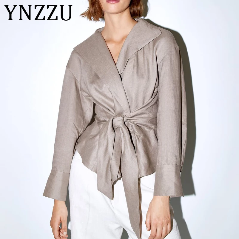 YNZZU Elegant Linen Women Blouses and Tops 2019 Autumn lapel Collar Office Lady Workwear Tie Up Slim Women's Clothing AT277
YNZZU Elegant Linen Women Blouses and Tops 2019 Autumn lapel Collar Office Lady Workwear Tie Up Slim Women's Clothing AT277