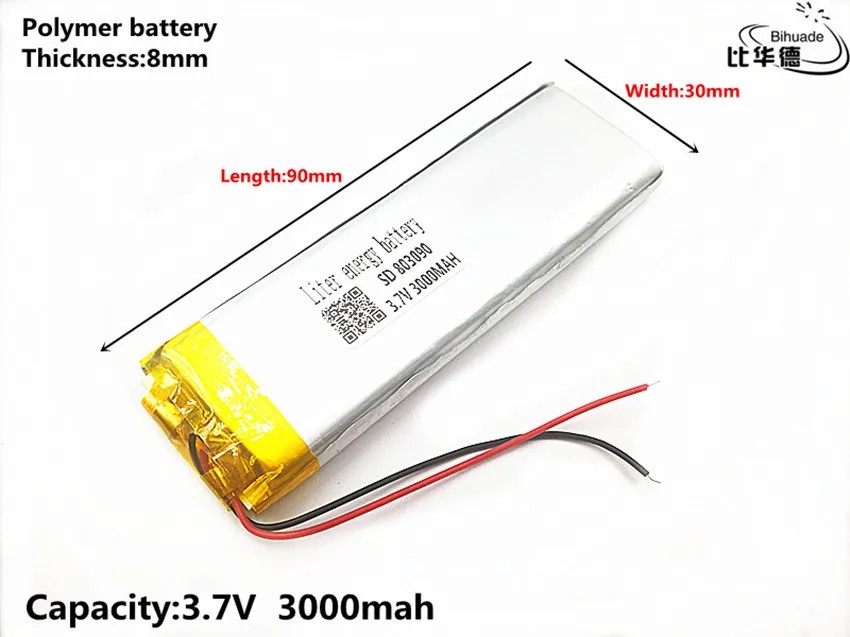 Liter energy battery Good Qulity 3.7V,3000mAH 803090 Polymer lithium ion / Li-ion battery for tablet pc BANK,GPS,mp3,mp4
Liter energy battery Good Qulity 3.7V,3000mAH 803090 Polymer lithium ion / Li-ion battery for tablet pc BANK,GPS,mp3,mp4