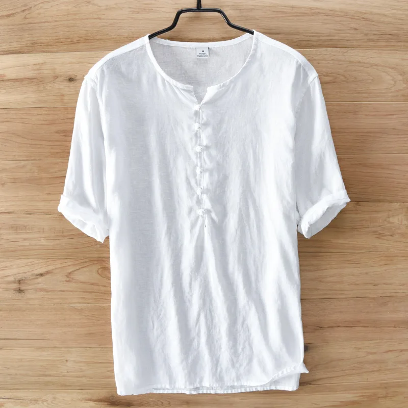 Chinese Style Simple Fashion Pure Linen Shirt Men Brand Half Sleeve Summer Men Shirts Casual Flax White Shirt Mens Camisa M-3XL
Chinese Style Simple Fashion Pure Linen Shirt Men Brand Half Sleeve Summer Men Shirts Casual Flax White Shirt Mens Camisa M-3XL