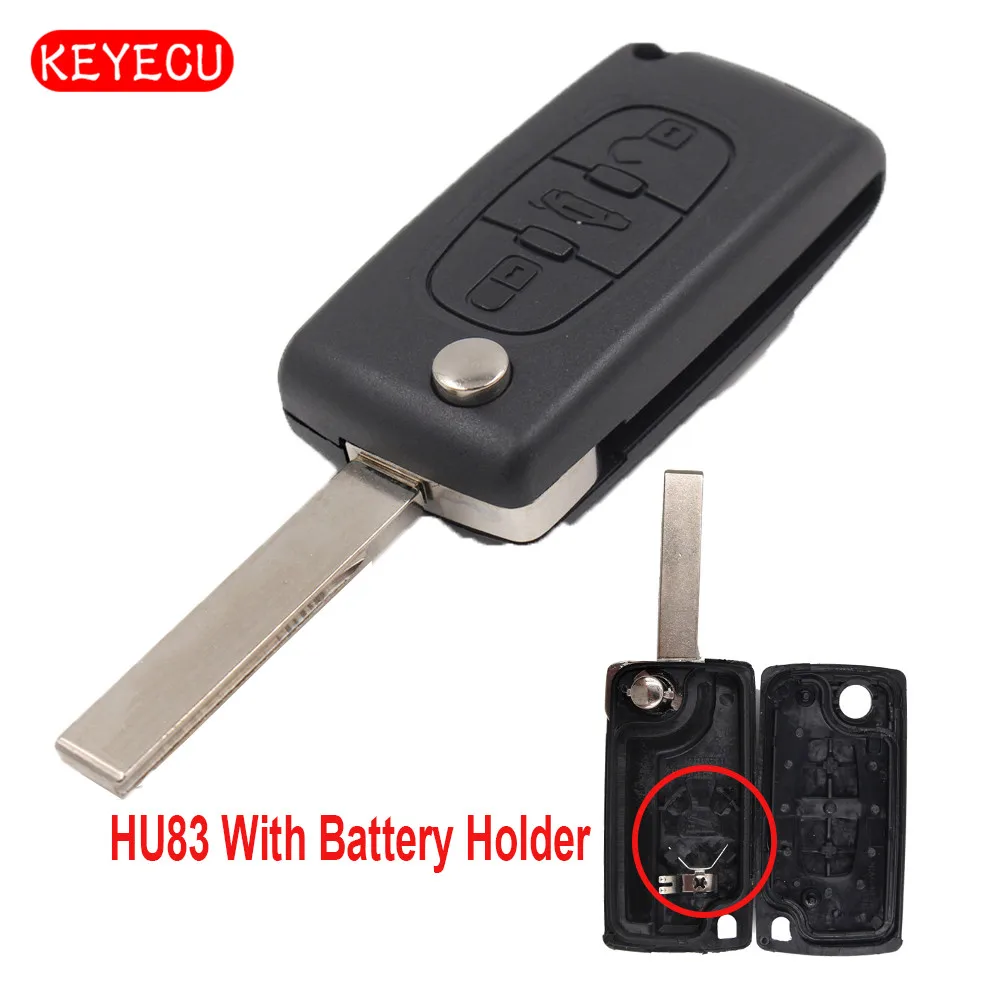 Keyecu Flip Remote Key Shell Case 3 Button for Peugeot 107 207 307 407 408 With Battery Holder HU83 Blade
Keyecu Flip Remote Key Shell Case 3 Button for Peugeot 107 207 307 407 408 With Battery Holder HU83 Blade