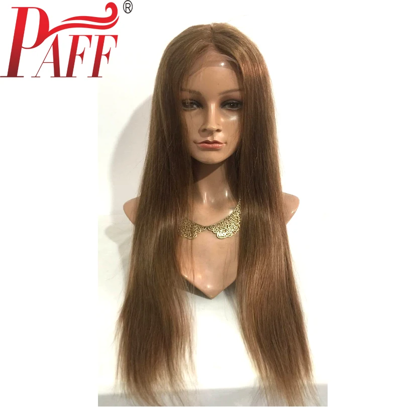 PAFF Brown color glueless full lace wig brown remy hair Brazilian silky straight human hair wig with middle part baby hair
PAFF Brown color glueless full lace wig brown remy hair Brazilian silky straight human hair wig with middle part baby hair