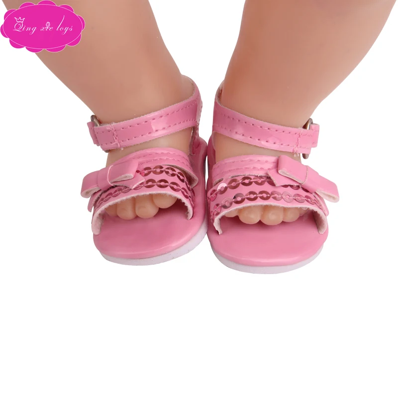 43 cm baby dolls shoes newborn pink bow sequin blue dress shoe fit American 18 inch Girls doll g227 | Игрушки и хобби