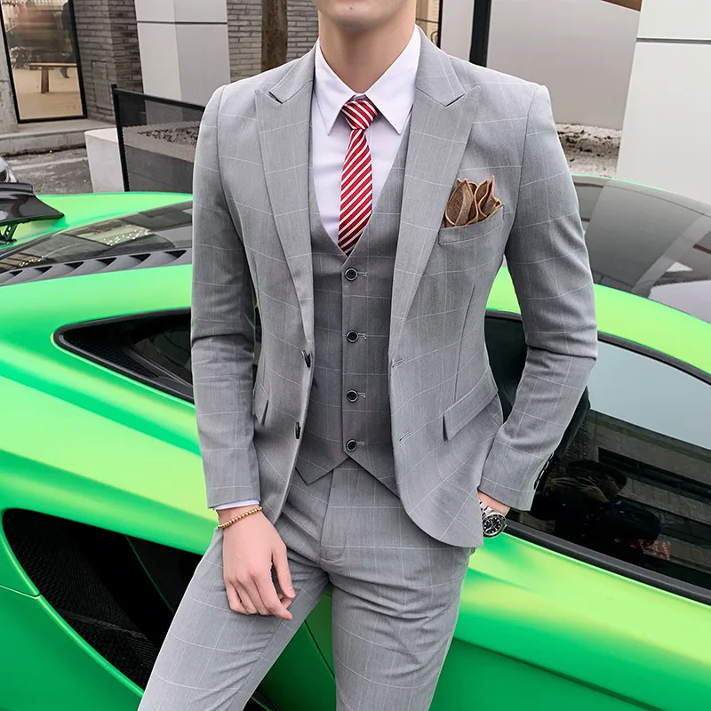 Mens Suits 2019 Spring Wedding Dress Business Formal Vintage Night Casual Tuxedo Plaid Slim Fit Sicngle Breasted Suits Men Set
Mens Suits 2019 Spring Wedding Dress Business Formal Vintage Night Casual Tuxedo Plaid Slim Fit Sicngle Breasted Suits Men Set
