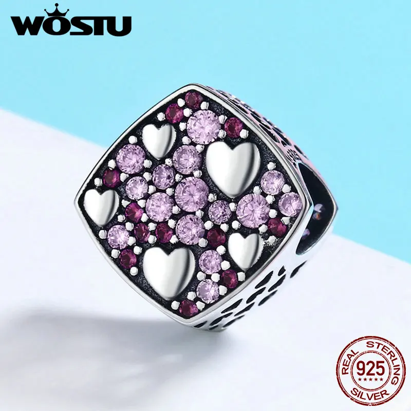 WOSTU Brand 925 Sterling Silver Beads Square Heart Pink Crystal Charm Beads fit Women Charm Bracelet S925 Silver Jewelry FIC471
WOSTU Brand 925 Sterling Silver Beads Square Heart Pink Crystal Charm Beads fit Women Charm Bracelet S925 Silver Jewelry FIC471