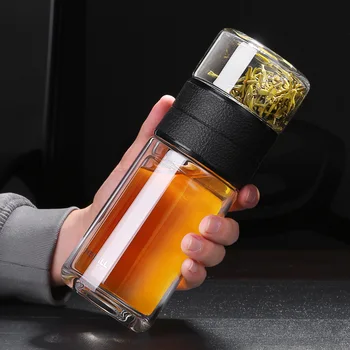 520ml Double Walled Glass Tea Cup with Tea Infuser Business Tea Glass Water Bottle for Water Portable Bottle for Man Travel
520ml Double Walled Glass Tea Cup with Tea Infuser Business Tea Glass Water Bottle for Water Portable Bottle for Man Travel