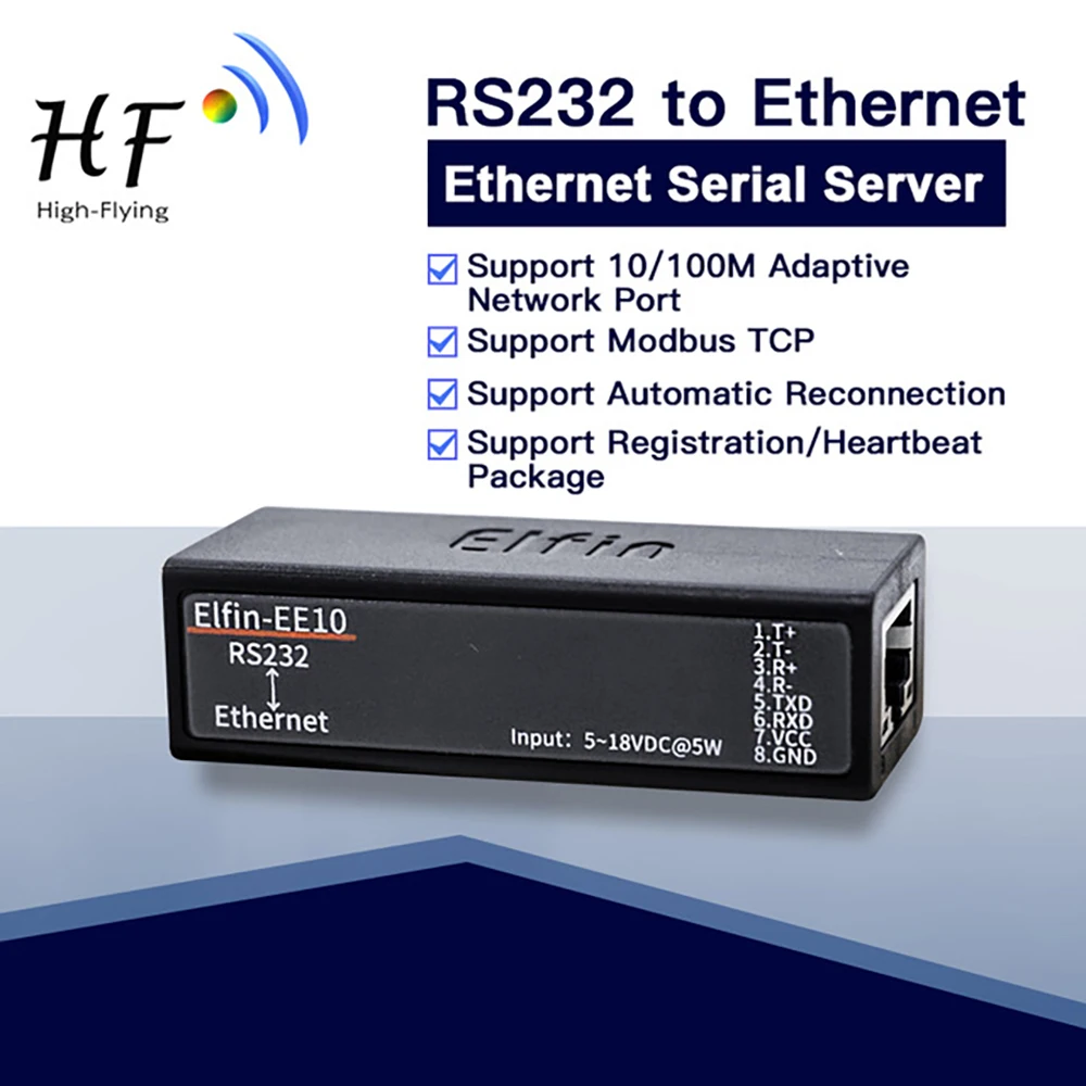 RS232 Serial Port to Ethernet Server Support TCP / IP Modbus Protocol with RJ45 Smallest Wireless Networking Device Elfin-EE10
RS232 Serial Port to Ethernet Server Support TCP / IP Modbus Protocol with RJ45 Smallest Wireless Networking Device Elfin-EE10
