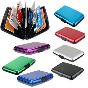Waterproof Men Rfid Travel Plastic Card Holder Credit Card Holder Business ID Card Wallet Case Shiny Metal Cardholder Box#D