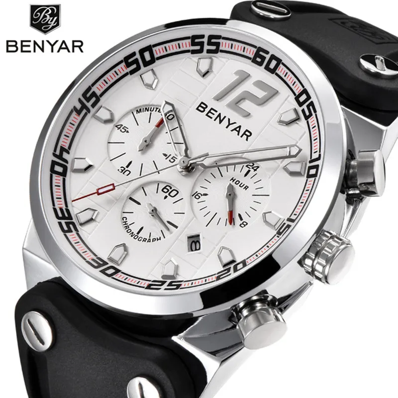 BENYAR Fashion Sports Mens Watches Complete Calendar All Dials Work Chronograph Waterproof Silicone Quartz Military Watch Men 
BENYAR Fashion Sports Mens Watches Complete Calendar All Dials Work Chronograph Waterproof Silicone Quartz Military Watch Men